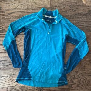 Smartwool 100% Merino Wool Quarter Zip Long Sleeve Base Layer Vintage Pattern M